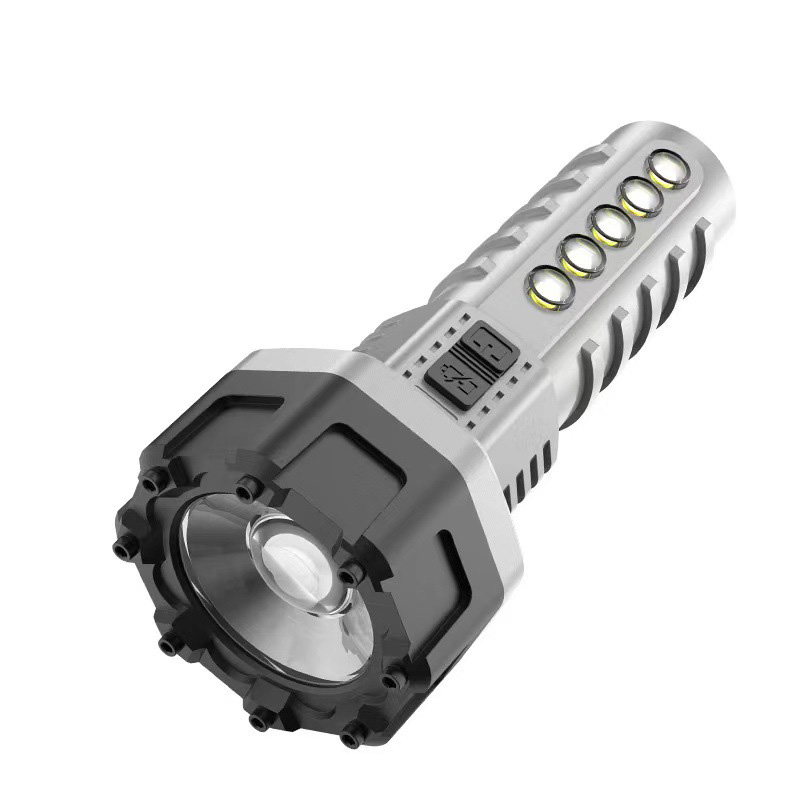 Multi-functional outdoor camping lamp, USB charging dual-source handheld searchlight patrol lamp Item Picture