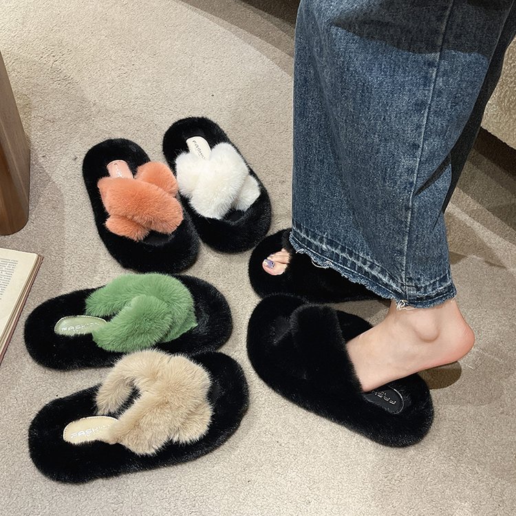2025 Instagram Fashion, Casual and Versatile flat cotton slippers for home outings in autumn and winter details Picture