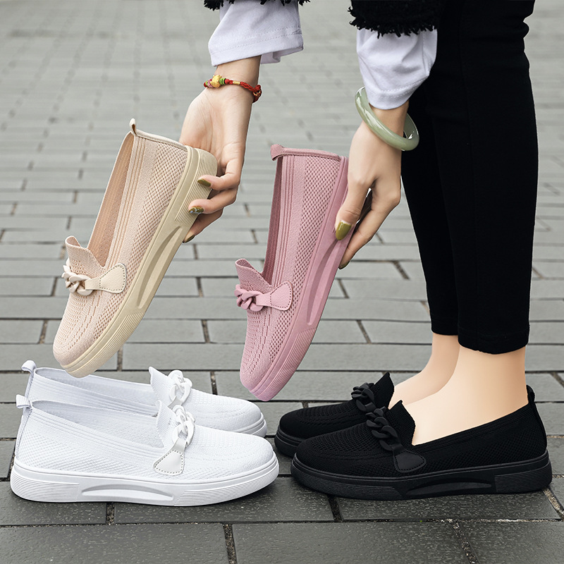 Shoes Women 2025 New style foreign trade women's shoes Comfortable Flying Woven Mom shoes, one-step comfortable cross-border women's single shoes Specification drawing