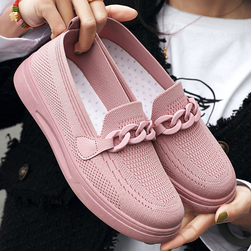 Shoes Women 2025 New style foreign trade women's shoes Comfortable Flying Woven Mom shoes, one-step comfortable cross-border women's single shoes full figure