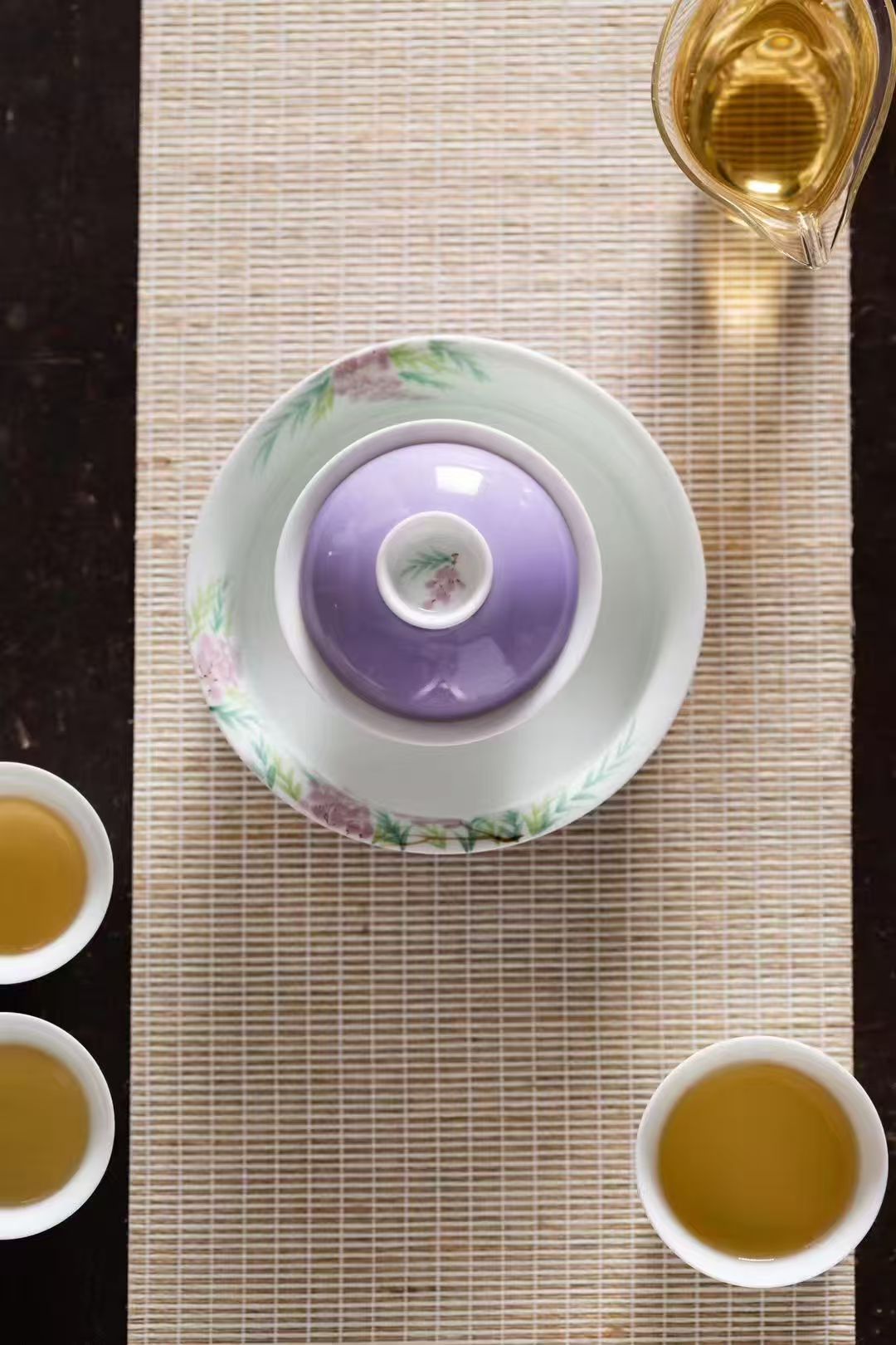 中国茶具白瓷手绘紫藤花系列9头套组配礼盒商务礼品详情4