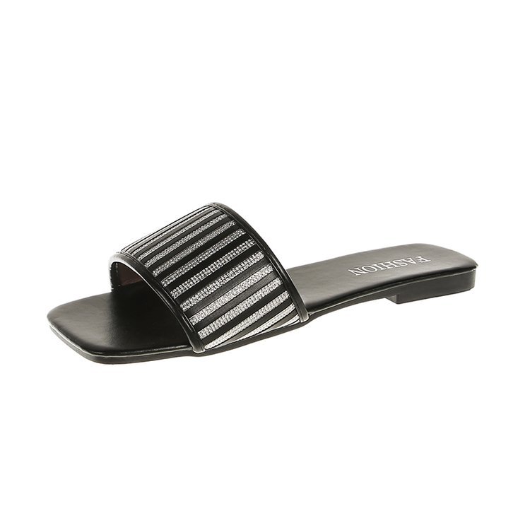 New Spring/Summer 2025 fashionable women's flip-flops with flat bottoms, trendy striped ins simple slippers for women Item Picture