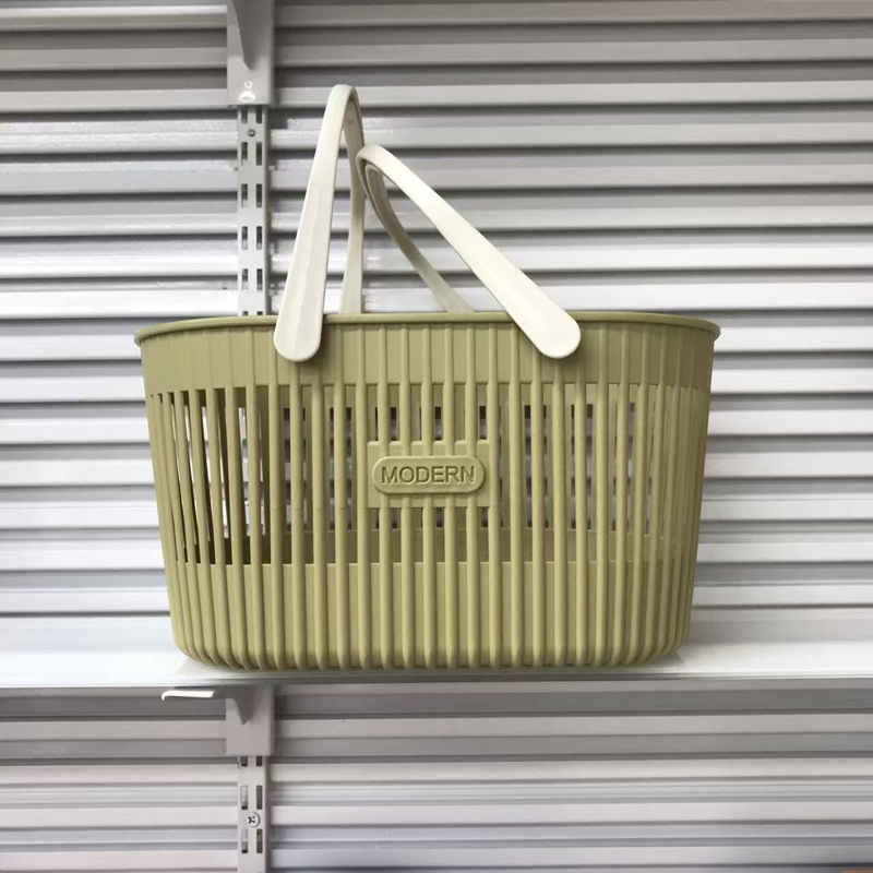 Hollowed-out hand-held basket, multi-color breathable sundries storage basket, home desktop organizing basket Application Scenario