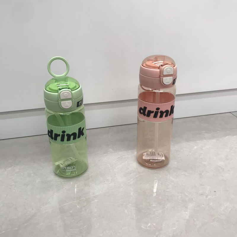 【5色潮流款】DRINK带吸管运动水杯 大容量刻度便携防漏学生户外健身随手杯详情5