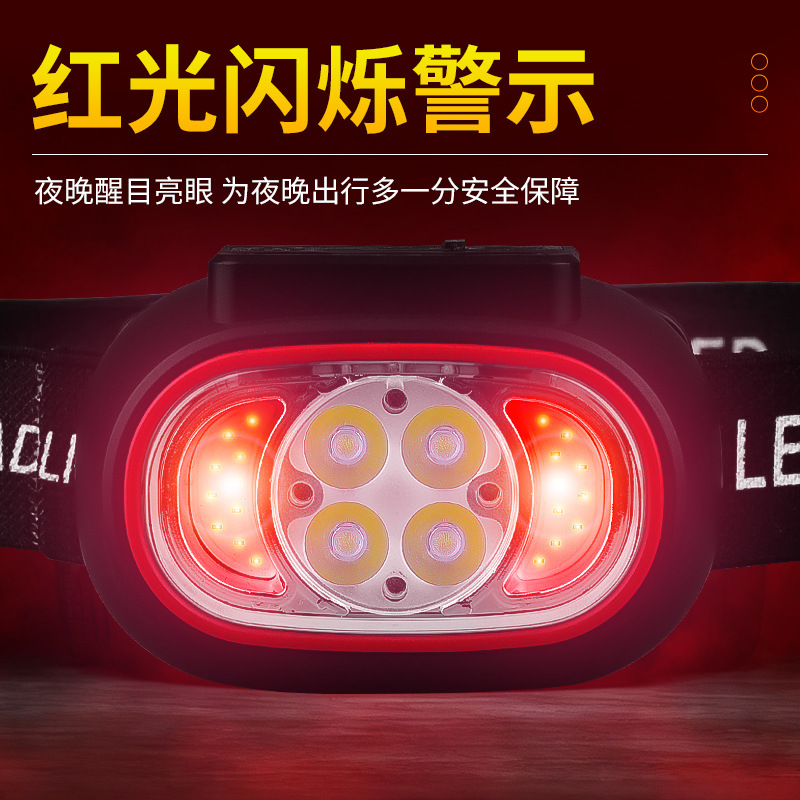 led感应头灯野外强光长续航锂电户外专用夜钓灯头戴式照明灯手电详情2
