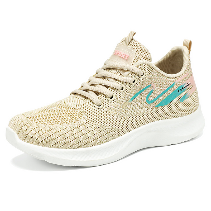 New breathable single shoes for women's sports shoes in autumn, cross-border shoes, Korean version lace-up soft sole, running mom women's shoes Item Picture