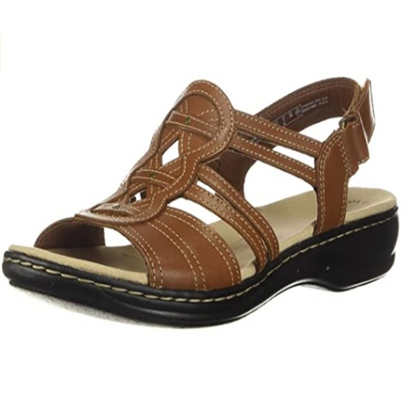 New summer wish cross-border plus-size women's sandals with wedge heels, retro stitching, casual outdoor beach sandals Specification drawing