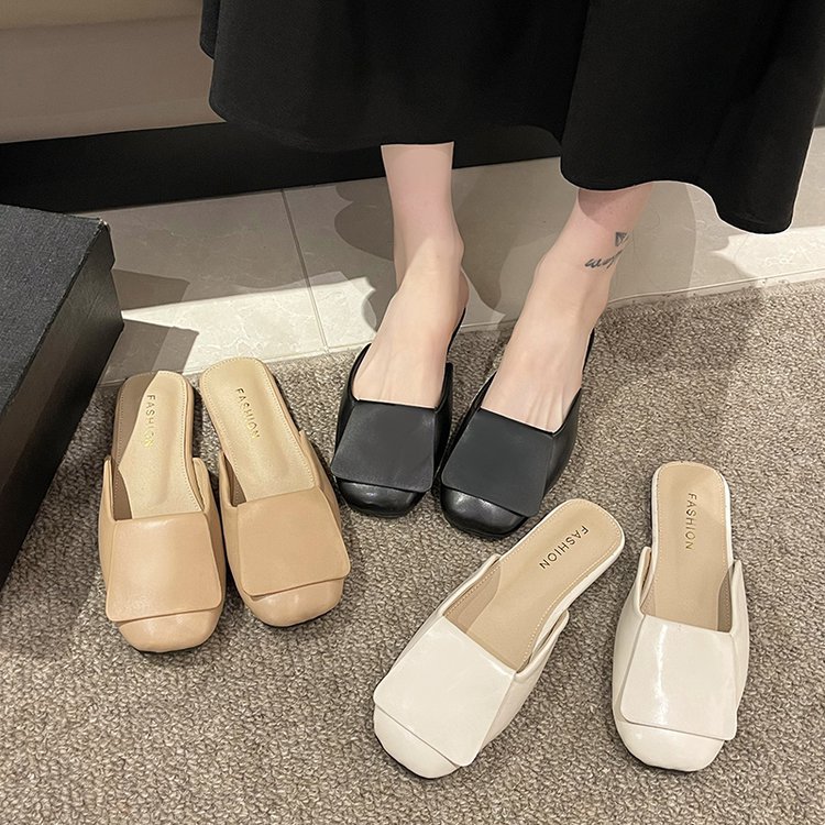 New Spring/Summer 2025 women's flat-bottomed flip-flops, Korean-style stylish and casual women's flip-flops, square-toed women's flip-flops Specification drawing