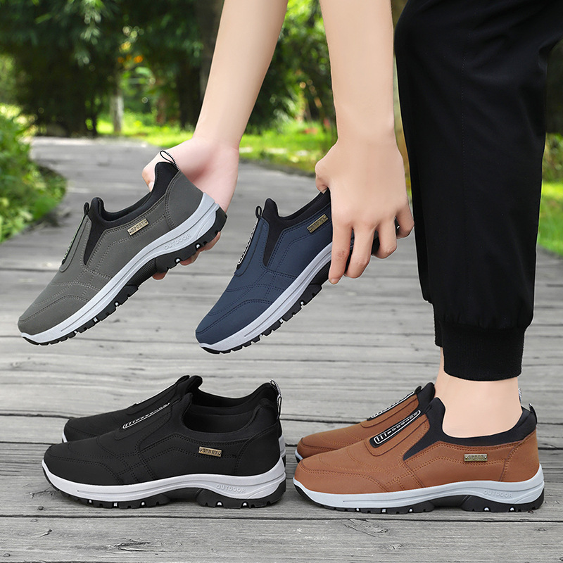 Men's autumn new style cross-border distribution solid color versatile single shoes, hiking shoes, soft-soled Korean-style casual dad walking shoes Specification drawing