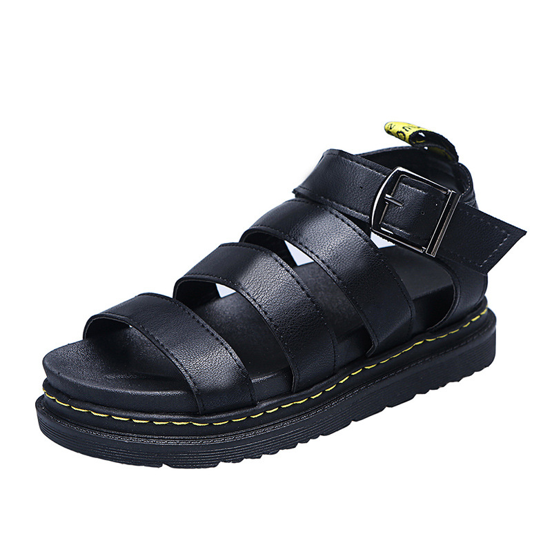 New 2023 European and American summer women's sandals with buckle casual beach shoes, thick-soled cross-border large-sized flat Martens sandals Item Picture