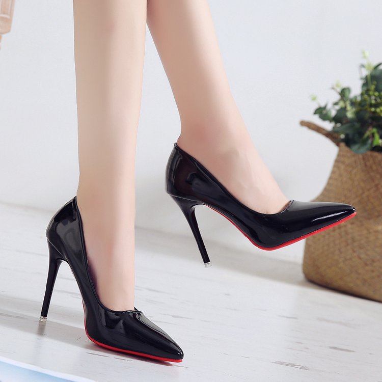wish2022 Spring New Style Heels Women's shallow toe pointed-toe shoes, thin-heeled professional shoes, popular patent leather single shoes for women Application Scenario