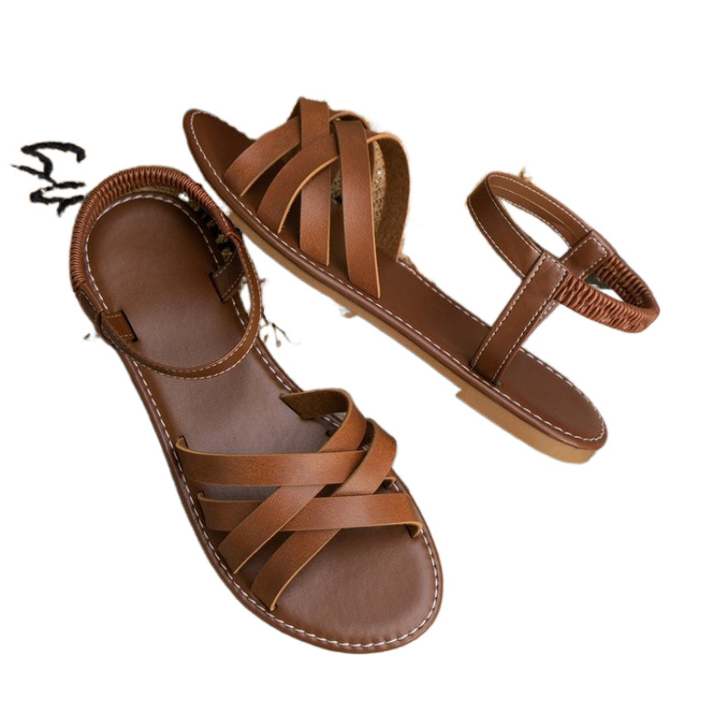 Cross-border large-sized 2023 summer new shoes: fashionable flat shoes, Korean-style sandals, Roman shoes, beach shoes, women's shoes Item Picture