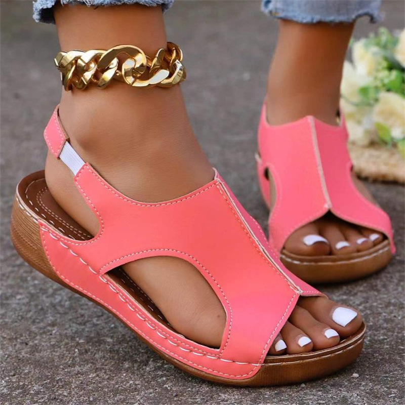 2024 Summer new style European and American one-foot sandals for women, thick-soled and large-sized open-toe casual sandals Item Picture