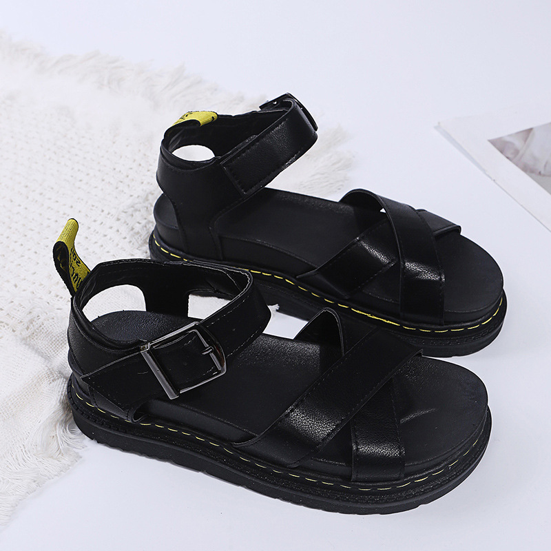 2023 Cross-border Summer Women's Sandals: thick-soled Martin sandals, women's Roman buckle beach shoes, sponge flat sandals Specification drawing