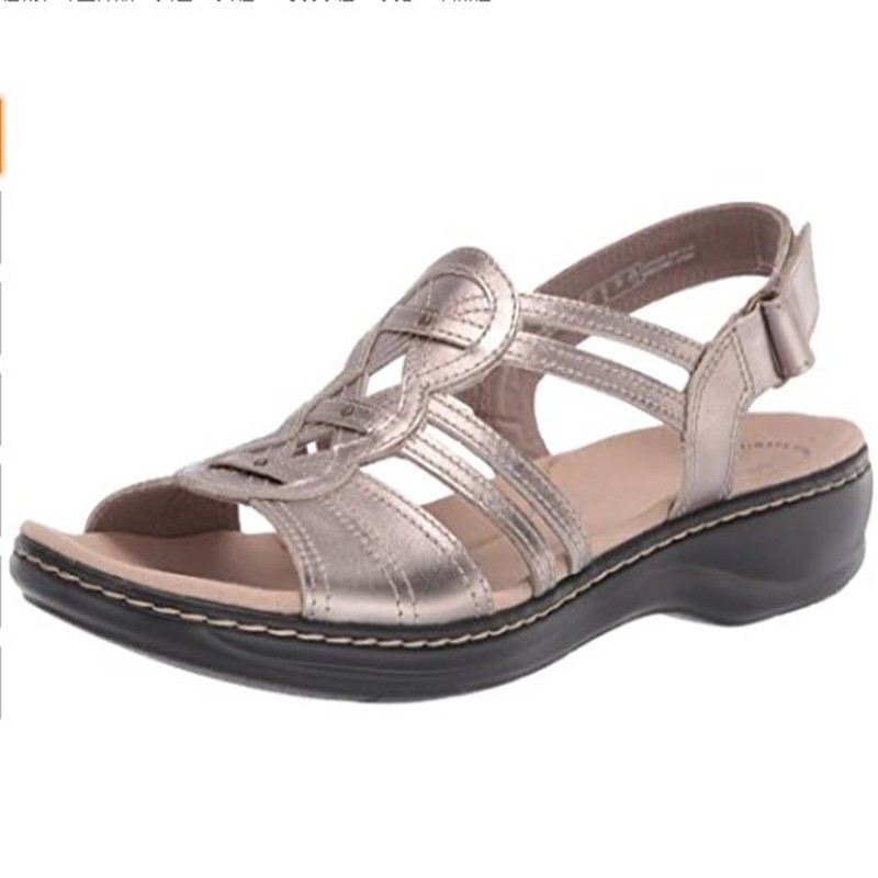 New summer wish cross-border plus-size women's sandals with wedge heels, retro stitching, casual outdoor beach sandals full figure