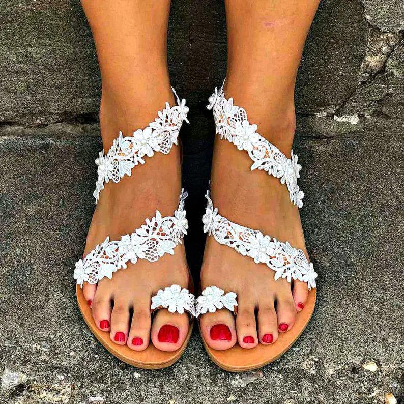 Yichi 2021 New large-sized foreign trade wish Independent Station Bohemian-style casual and comfortable flat sandals for women Application Scenario