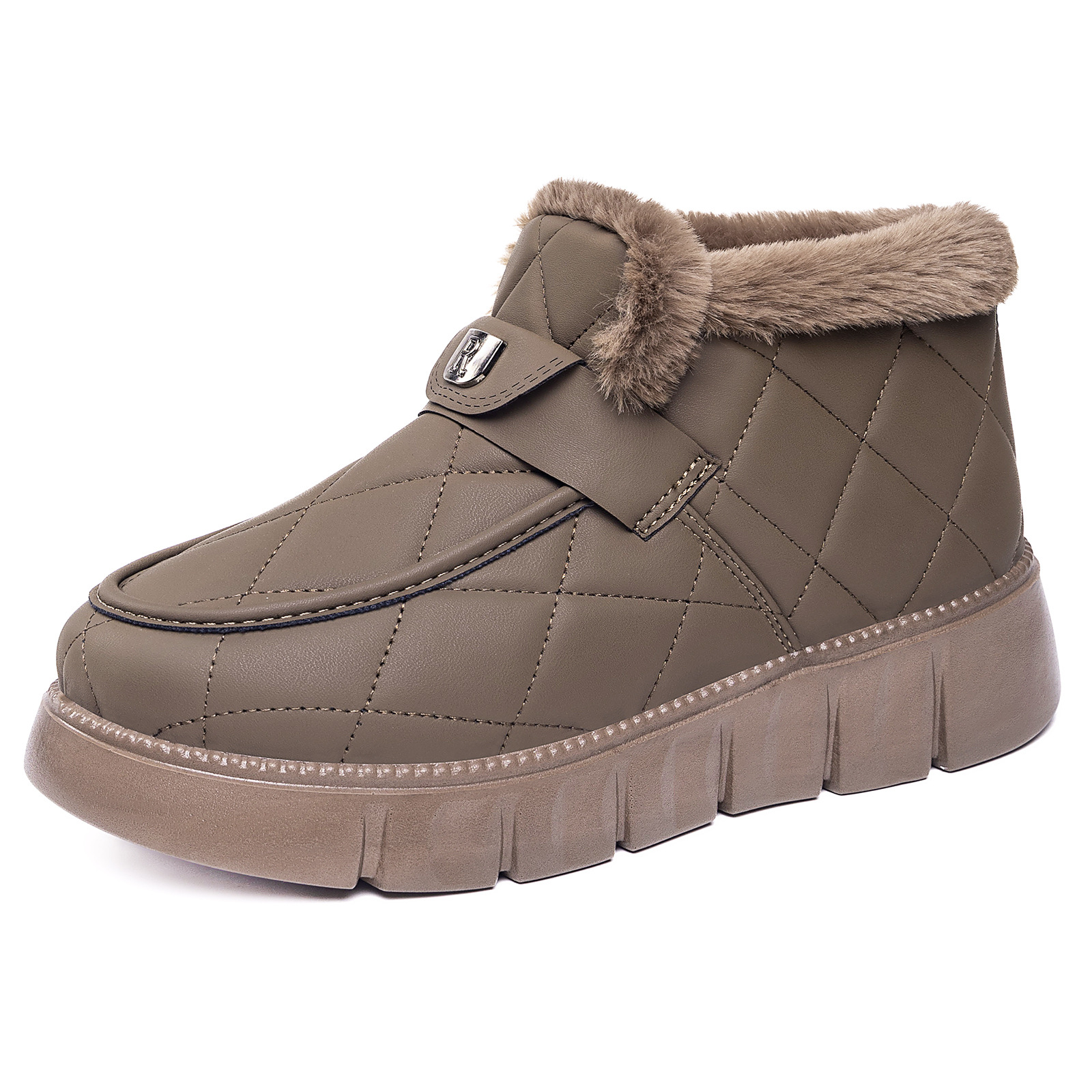 temu's new winter snow boots with added fleece and thickening are best-selling thick-soled short-top one-foot cotton shoes for warm women Item Picture