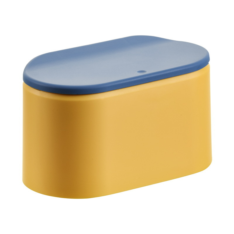 Desktop with lid trash can, press and pop lid type lazy living room mini office desk, coffee table, wastebasket storage box Item Picture