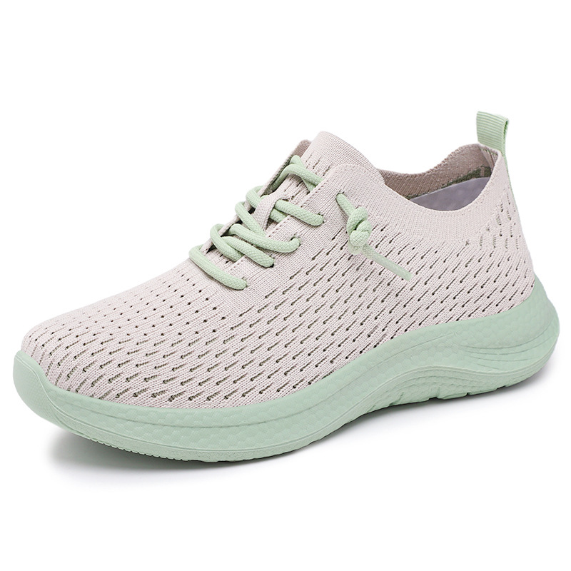 Autumn new breathable casual single shoes for women's shoes, cross-border soft-soled fly-knit couple style lace-up sports shoes, consignment Item Picture
