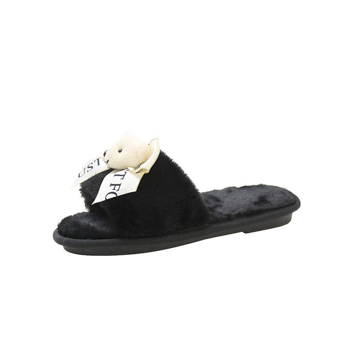 In the autumn and winter of 2025, you can wear flat-bottomed, versatile, home-style flip-flops with a fluffy, cartoonishly cute cotton style Item Picture