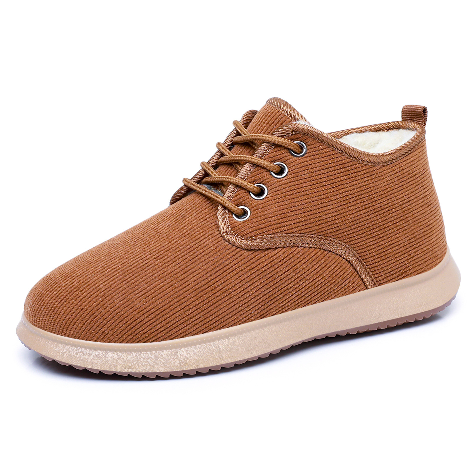 New winter cotton shoes for women, fleece and thickened casual snow boots, cross-border versatile mom shoes, lace-up cotton boots, consignment Item Picture