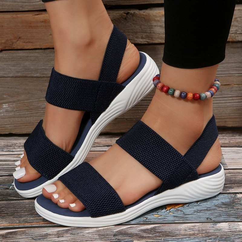 Casual sandals for women 2024 summer, thick-soled flat heels, fish-mouth loose and tight, large-sized sandals for export, women's sandals wholesale Specification drawing