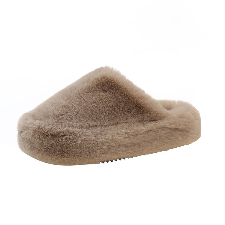 Baotou MAO MAO Slippers Women's outerwear Internet Celebrity 2025 Autumn and Winter New plush Home thick-soled plush cotton slippers Item Picture