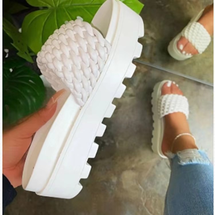 2021 Large-sized women's flat-bottomed thick-soled one-line women's flip-flops wish Amazon export women's flip-flops Item Picture