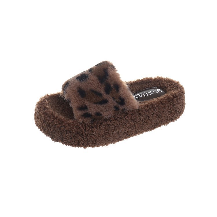 The 2025 autumn/winter new style of woolen slippers, Korean one-line cotton slippers, thick-soled women's woolen slippers with added fleece for warmth Item Picture