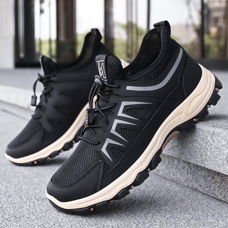 Men's shoes and sports shoes, autumn cross-border consignment, fashionable and versatile single shoes, soft-soled breathable running shoes, non-stuffy feet, mesh shoes Specification drawing