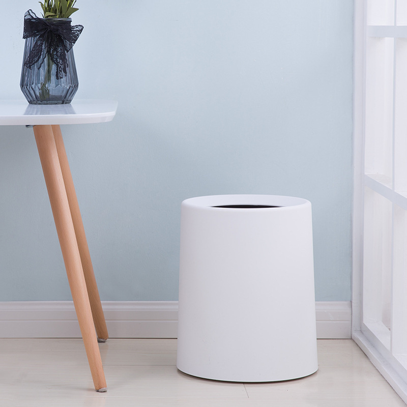 垃圾桶家用高级感客厅卧室简约磨砂卫生间厨房无盖垃圾筒跨境热销12L