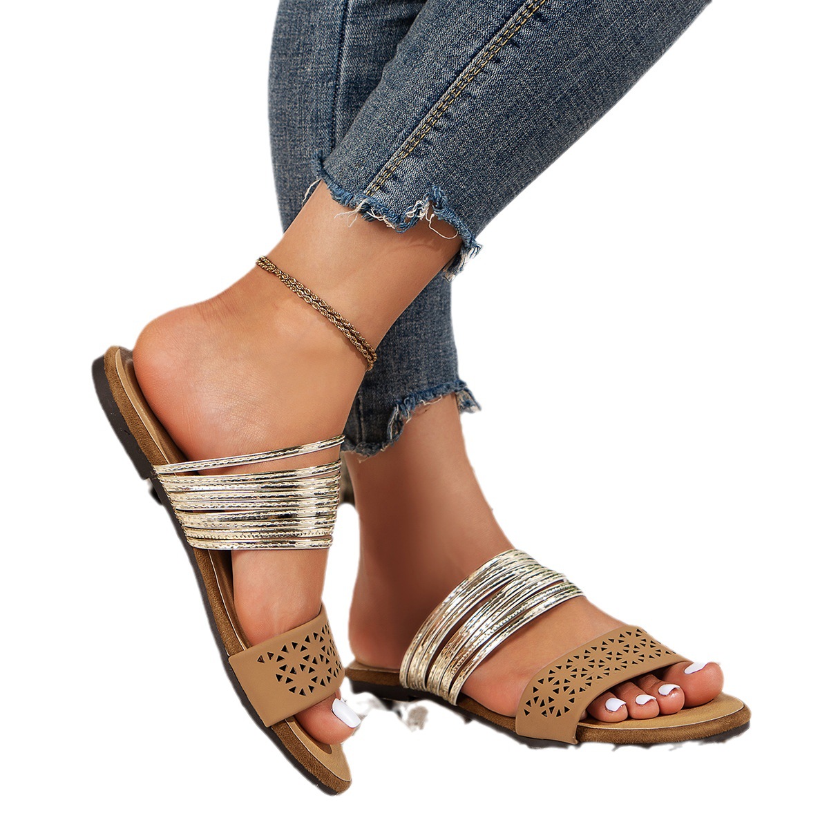 2023 New AliExpress wish Amazon flat women's sandal style Women's shoes 43 export large size slippers for women Application Scenario