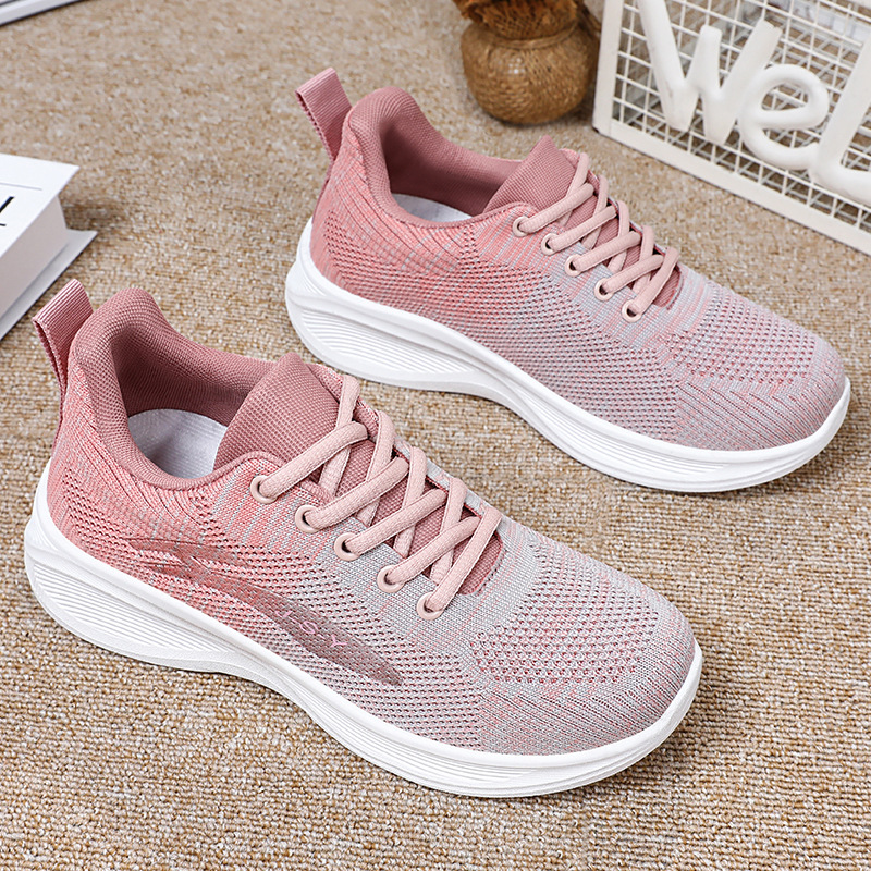 Women's running shoes 2025 Casual soft-soled sports shoes breathable single shoes flying mesh shoes wholesale and consignment sports shoes details Picture