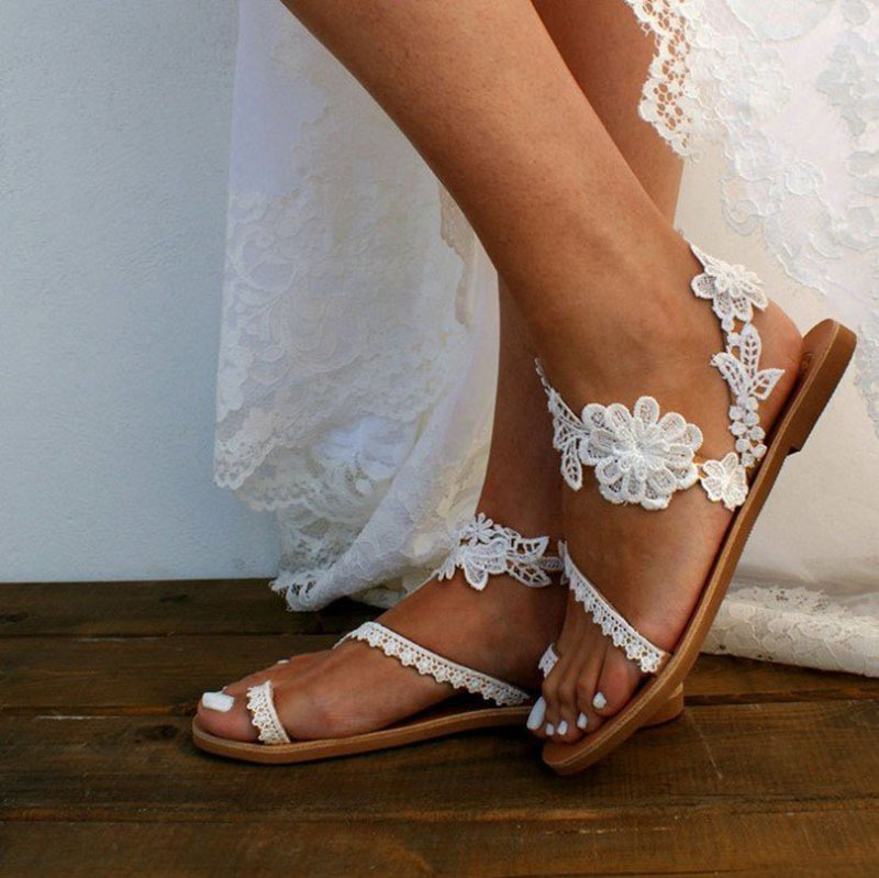 2022 New Summer independent foreign trade Station wish Plus-size Bohemian flower casual flat Roman sandals for women details Picture