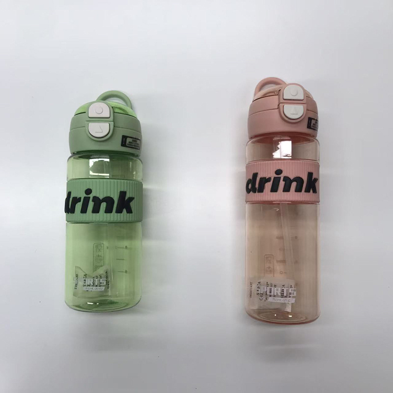 【5色潮流款】DRINK带吸管运动水杯 大容量刻度便携防漏学生户外健身随手杯详情4