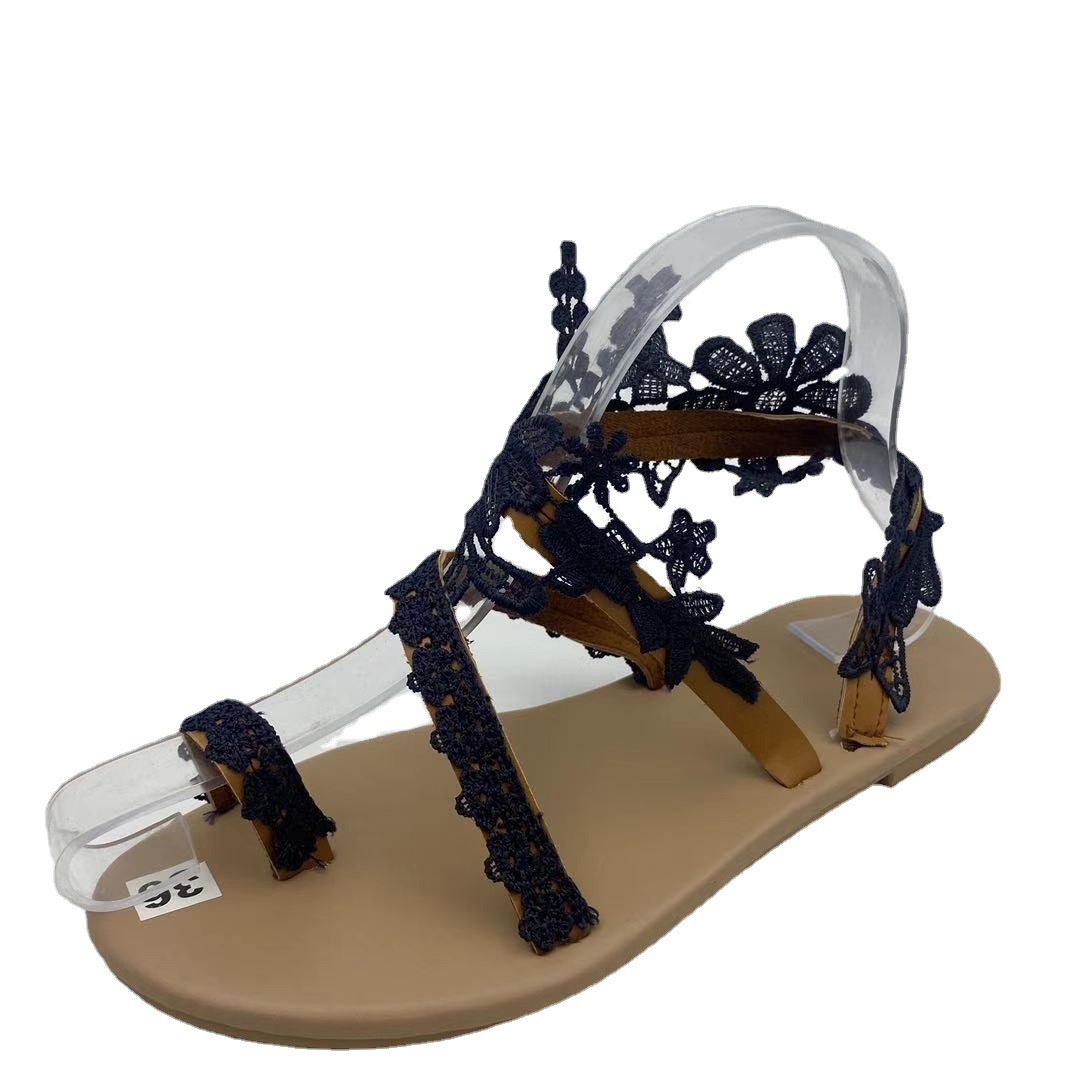 2022 New Summer independent foreign trade Station wish Plus-size Bohemian flower casual flat Roman sandals for women Item Picture