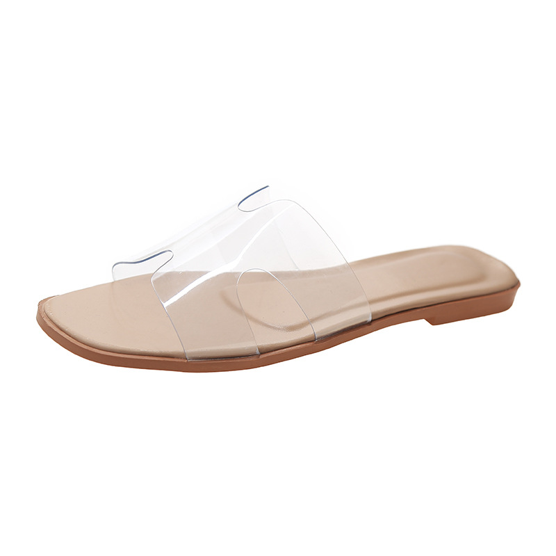 Women's summer 2025 new style transparent flat toe open-toe slippers beach one-line anti-slip flip-flops wholesale Item Picture