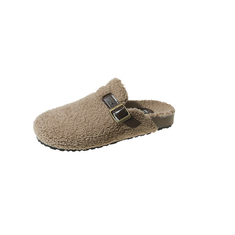 Baotou woolen slippers for women's outerwear, 2025 autumn and winter new style, one-step lazy shoes, home cashmere woolen slippers Item Picture