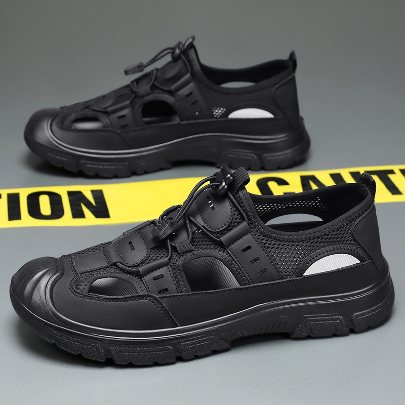 Summer breathable casual mesh shoes, perforated hole shoes, outdoor hiking shoes, one-foot wading shoes, men's sandals details Picture