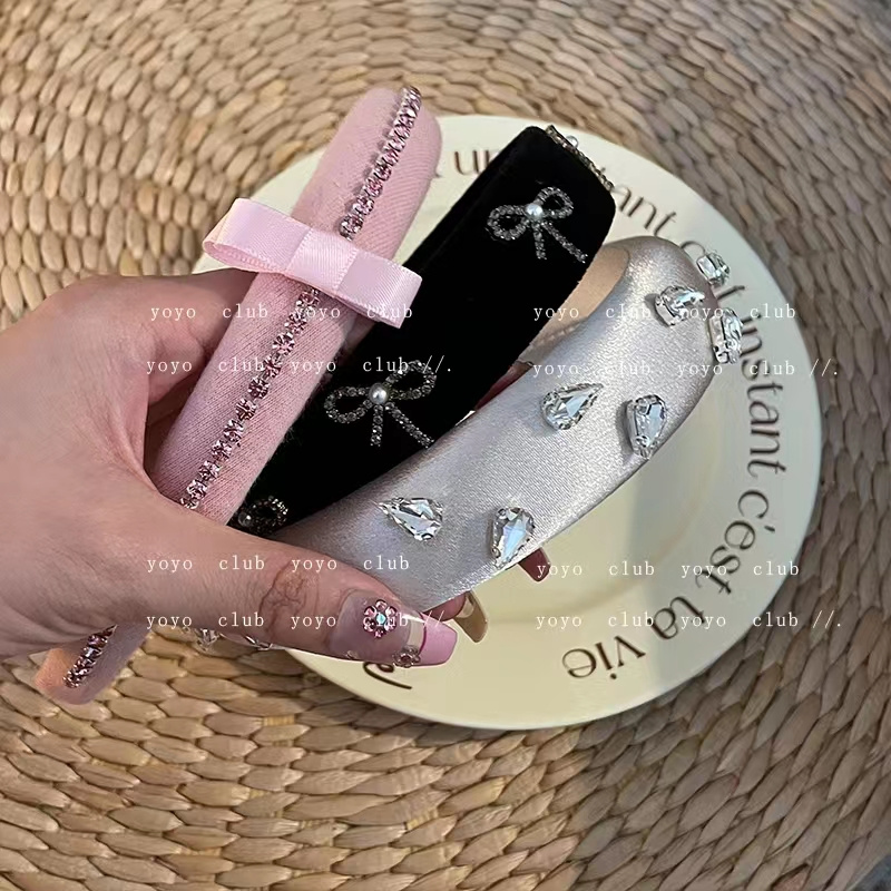 日本发光发箍女士时尚头饰弹簧拼接锆石皇冠发箍弹簧发箍