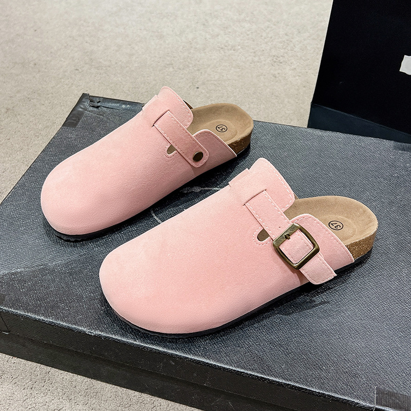 Boken Women's 2025 Spring and Autumn New Style outerwear thick-soled Boken toe half-slipper for lazy people to pair with one foot details Picture