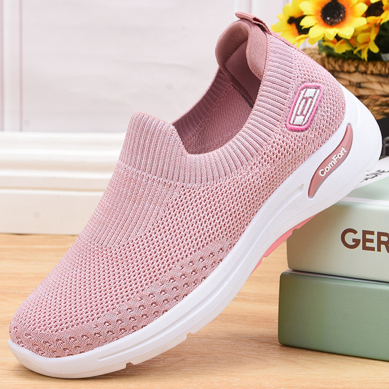 Women's autumn new style cloth shoes, foreign trade women's shoes, casual mom shoes, flying woven sock shoes, soft-soled sports shoes for women Specification drawing