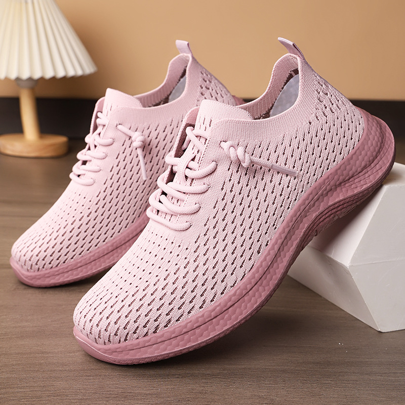 Autumn new breathable casual single shoes for women's shoes, cross-border soft-soled fly-knit couple style lace-up sports shoes, consignment Application Scenario