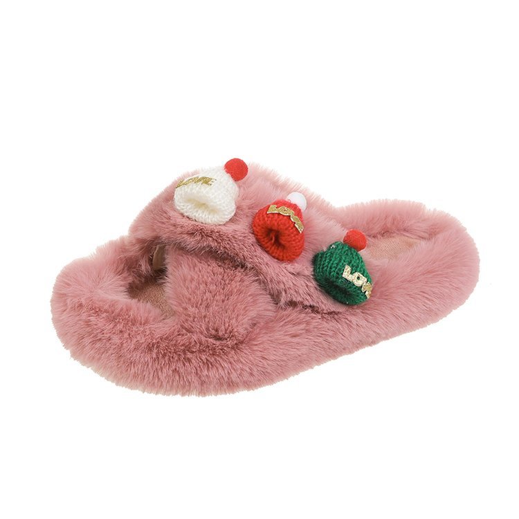 In 2025, the new best-selling comfortable and versatile applied-style slippers, women's Christmas hats, fairy style home outerwear, and fluffy slippers Item Picture