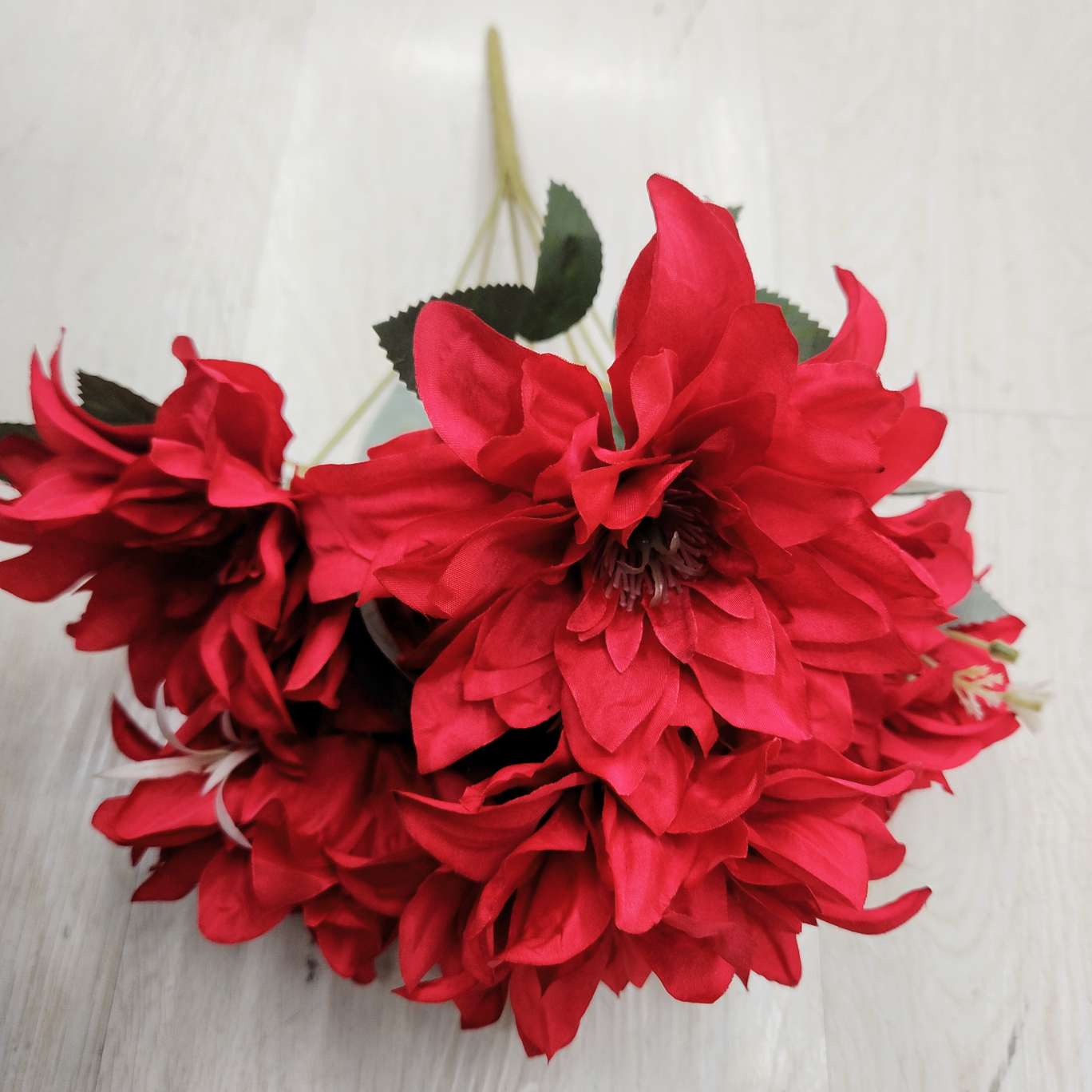 7头大丽花办公仿真园艺玫瑰花杆火把狂欢夜导具电镀钩织花束装饰品详情图2