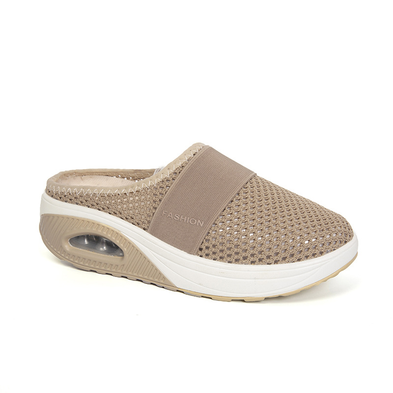 Aliexpress 2021 Summer no-heel one-foot women's slippers, lazy shoes, large size thick-soled shoes, air-cushioned semi-trawl surface shoes Specification drawing