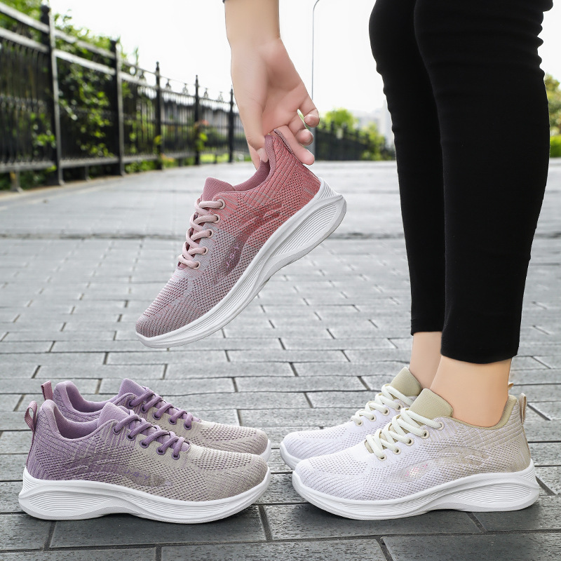 Women's running shoes 2025 Casual soft-soled sports shoes breathable single shoes flying mesh shoes wholesale and consignment sports shoes Specification drawing