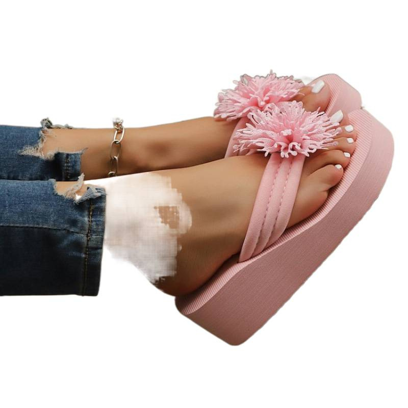 Cross-border toe flip-flops women's large-sized flower-shaped flat women's cool slippers summer new couple cool slippers Item Picture