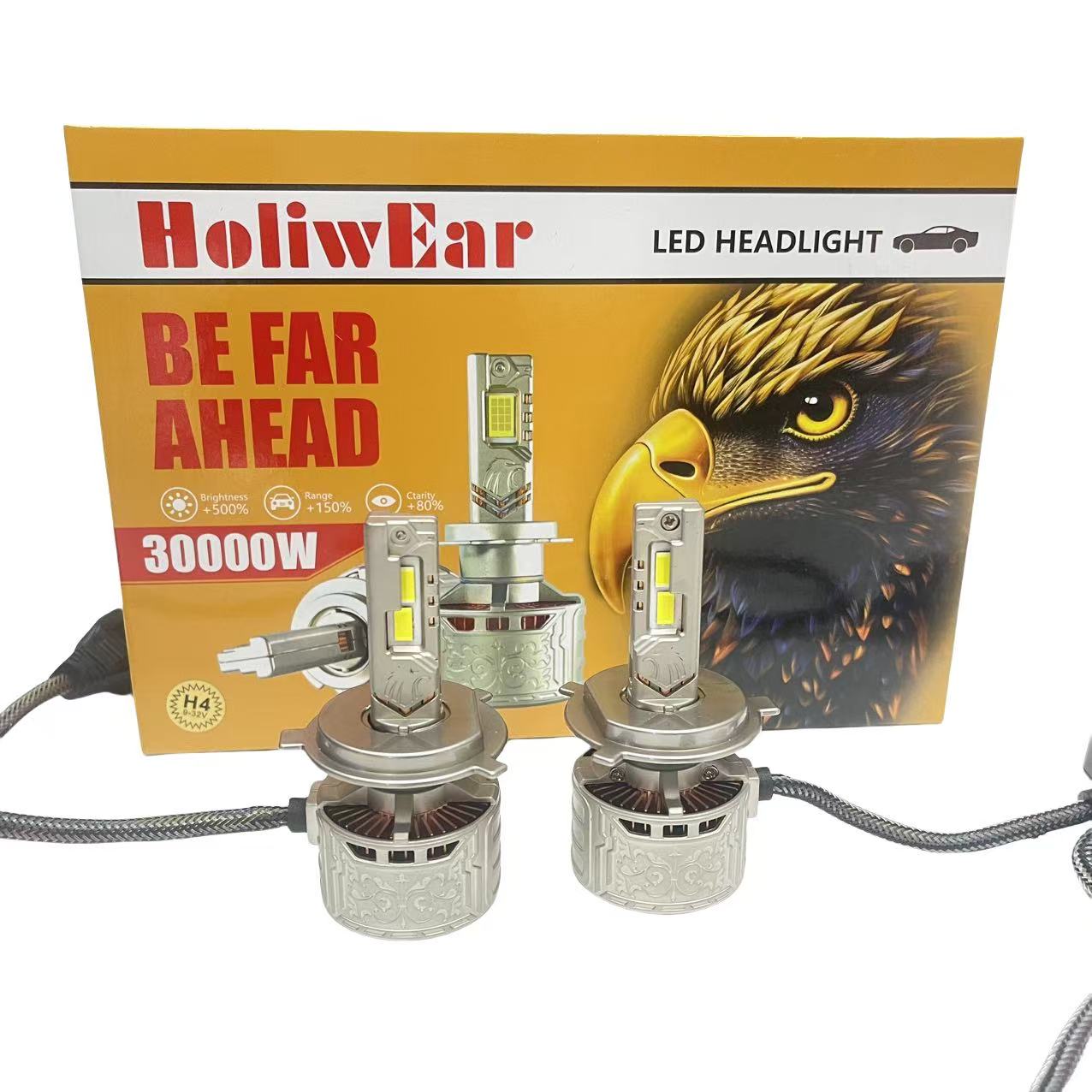 Automotive LED headlights, high-brightness laser cannon spotlights H4 H7 high beams 200W modified lamps 8 copper tubes H11 9005