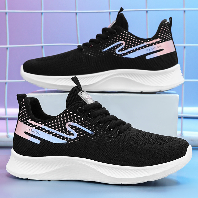 New breathable single shoes for women's sports shoes in autumn, cross-border shoes, Korean version lace-up soft sole, running mom women's shoes details Picture